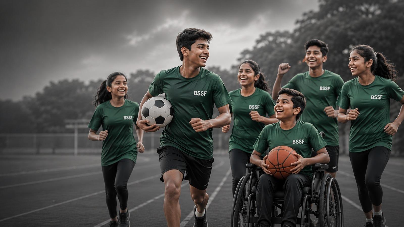 Children running together at a BSSF program